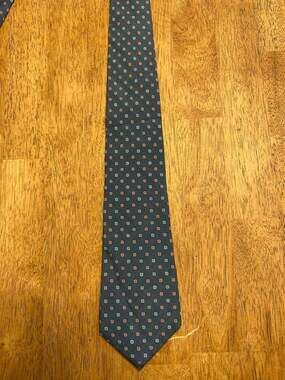 Vintage Brooks Brothers Navy Blue Geometric Medallion Silk Tie